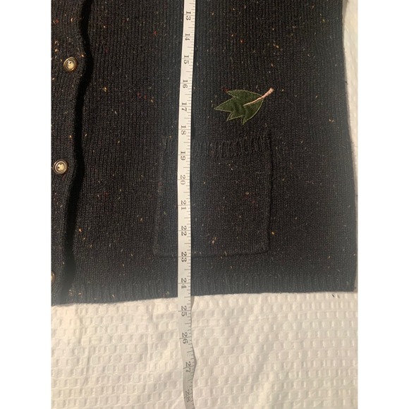 Croft & Barrow Black Speckled Cardigan Sweater Leaf Size L grandmacore - Picture 7 of 9
